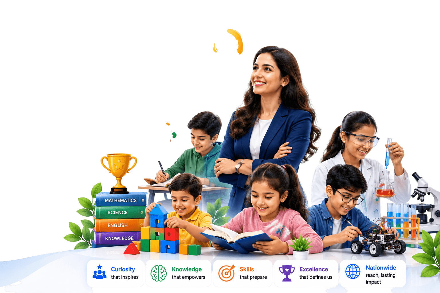 Teacher guiding diverse students through NextGen Olympiad activities